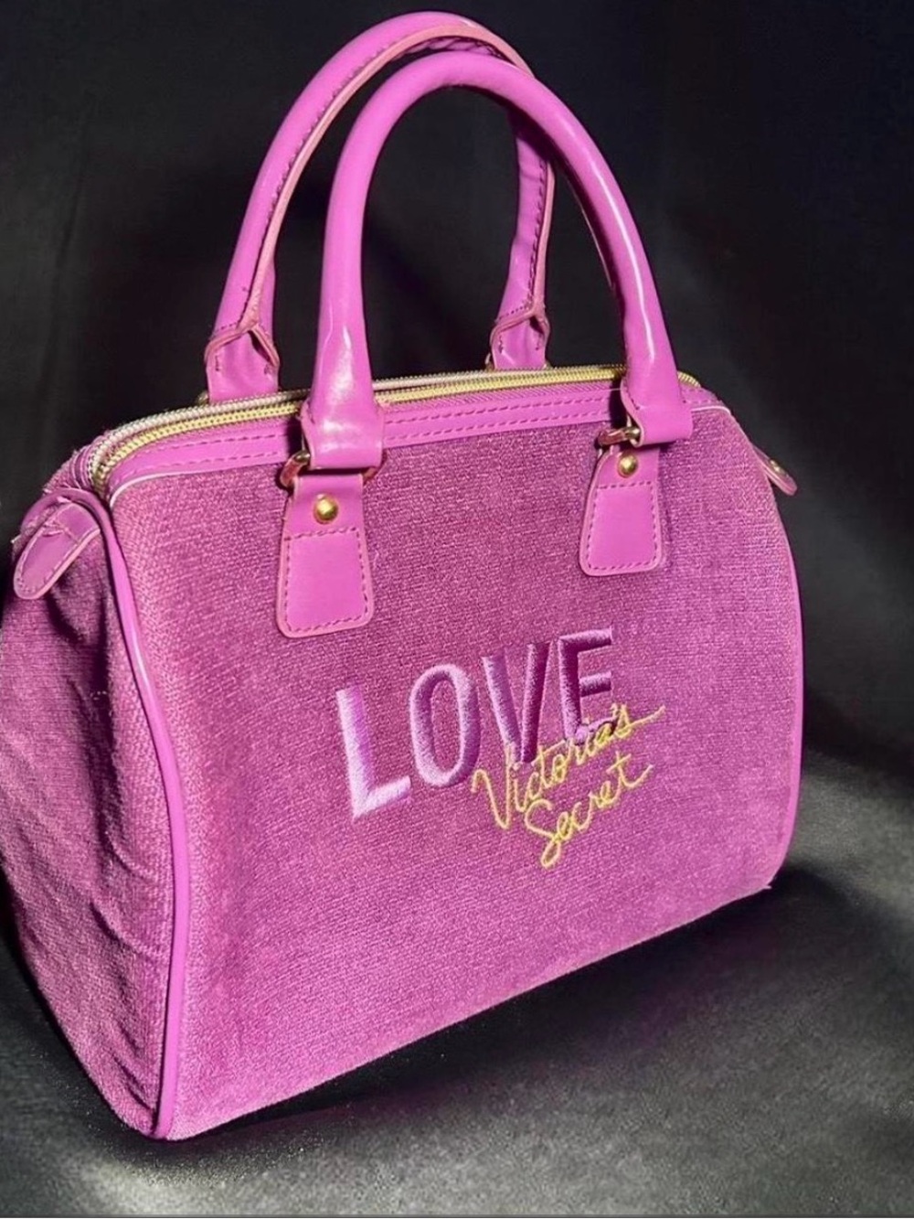 Vintage Victoria's Secret Pink 'LOVE' Velvet mini Bag